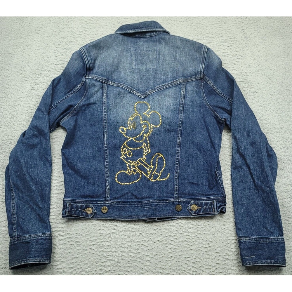 Walt‎ Disney World Mickey Mouse S Denim Jean Jacket 50th Studded Distressed
